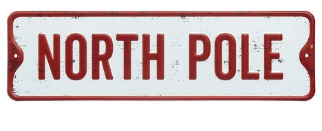 North Pole Metal Sign, 28cm