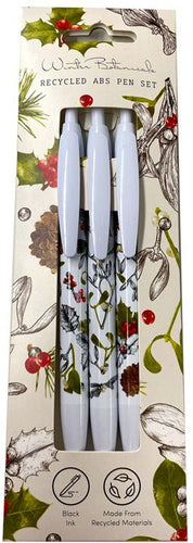 Christmas Winter Botanicals Pen Set Of 3