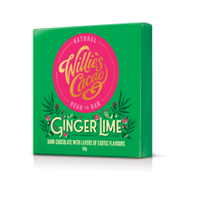 Load image into Gallery viewer, Ginger Lime. Dark chocolate w. ginger & lime. Vegan. 50g bar