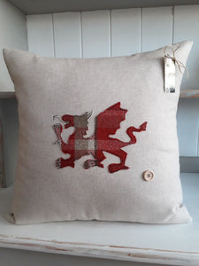 Square Cushion with Large Welsh Dragon