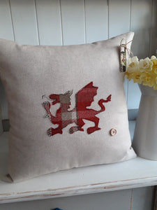 Square Cushion with Large Welsh Dragon