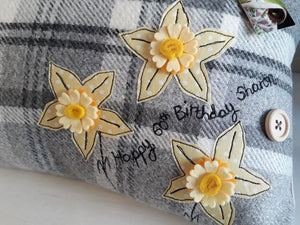 Personalised Cushion - Rectangle with Daffodils