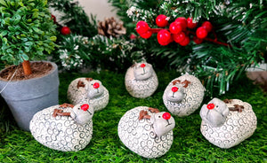 Ceramic Rhodri the Rudolph Sheep Ornament
