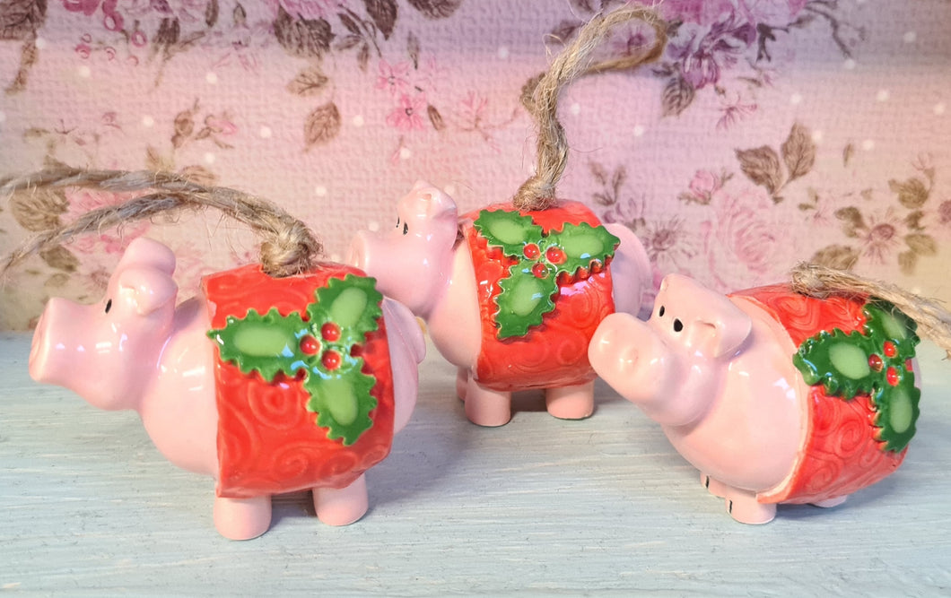 Handmade Ceramic Pig in Blanket