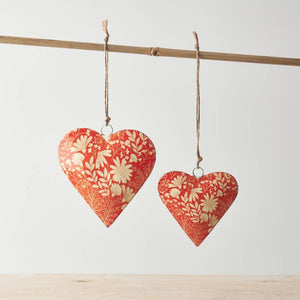 Orange Floral Heart Hanger, 8cm