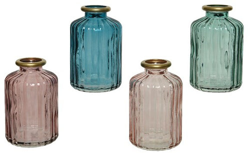 Four Assorted Coloured Glass Vases, 10cm