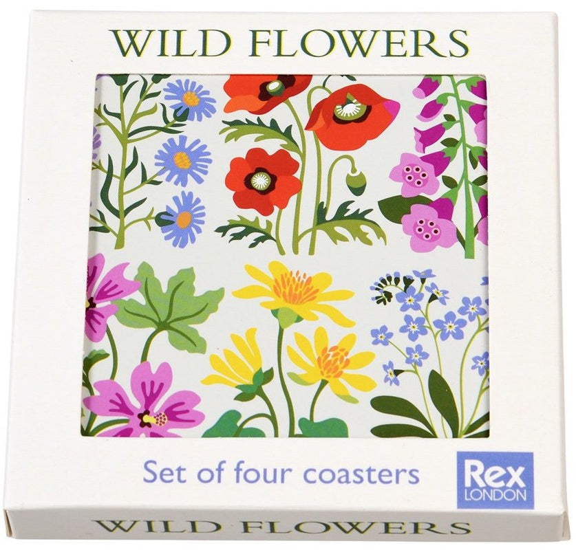 Wild Flowers Coasters Set of 4, 10cm