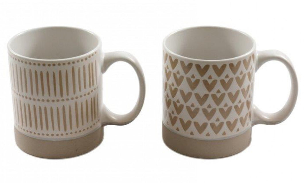 Natural Heart and Stripe Mugs, 2a
