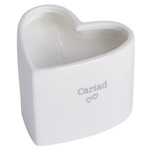 Welsh "Cariad" Heart Shape Candle In Pot