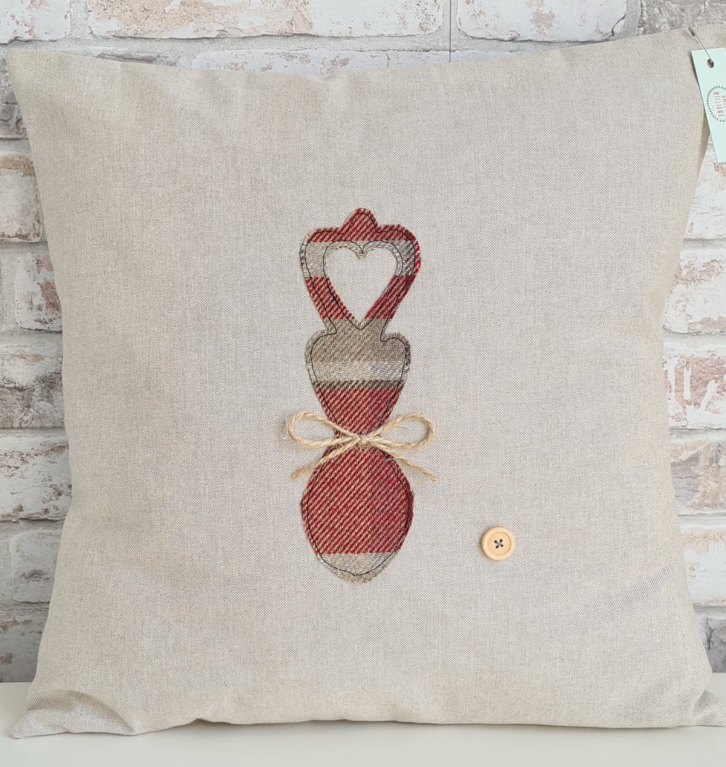 Square Cushion with Large Love Spoon