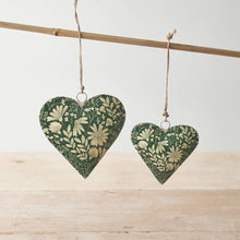 Load image into Gallery viewer, Green Floral Heart Hanger, 8cm