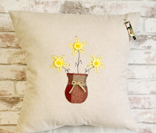 Load image into Gallery viewer, Square Cushion with Daffodil Vase