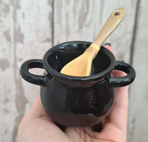 Cauldron Egg Cup with Broomstick Spoon