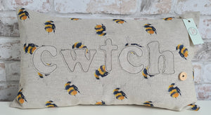 Bee Print Cushion with Wording