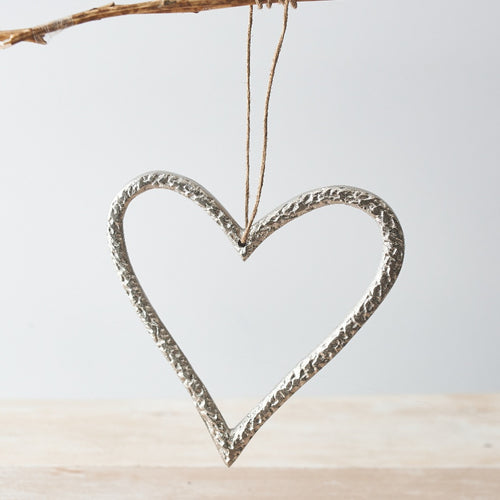 Silver Metal Heart Hanger 15cm