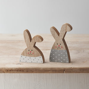 Polka Dot Wooden Rabbits, 2 Assorted