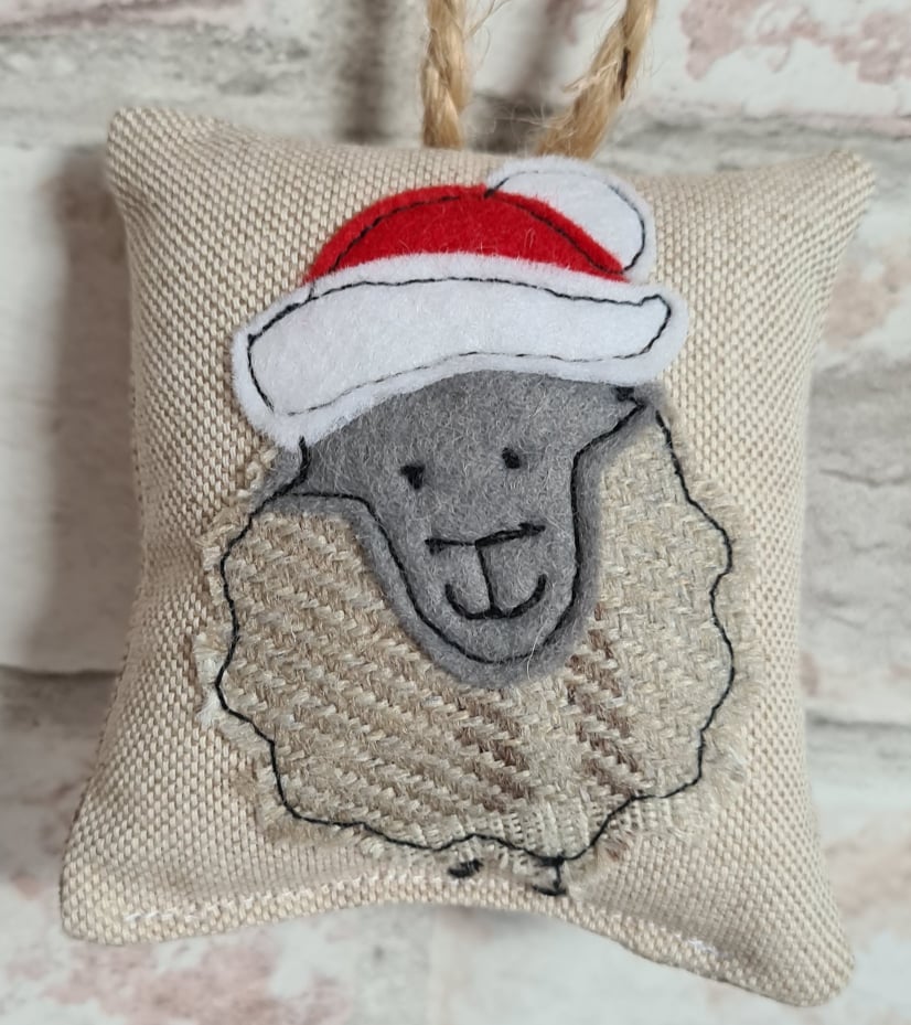 Sheep in a Santa Hat Decoration