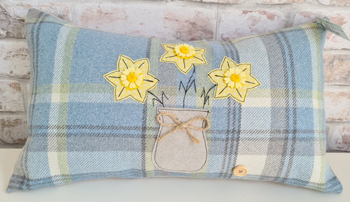 Rectangle Cushion with Daffodil Vase