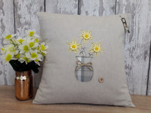 Load image into Gallery viewer, Square Cushion with Daffodil Vase