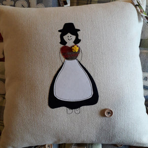 Square Cushion with Large Welsh Lady